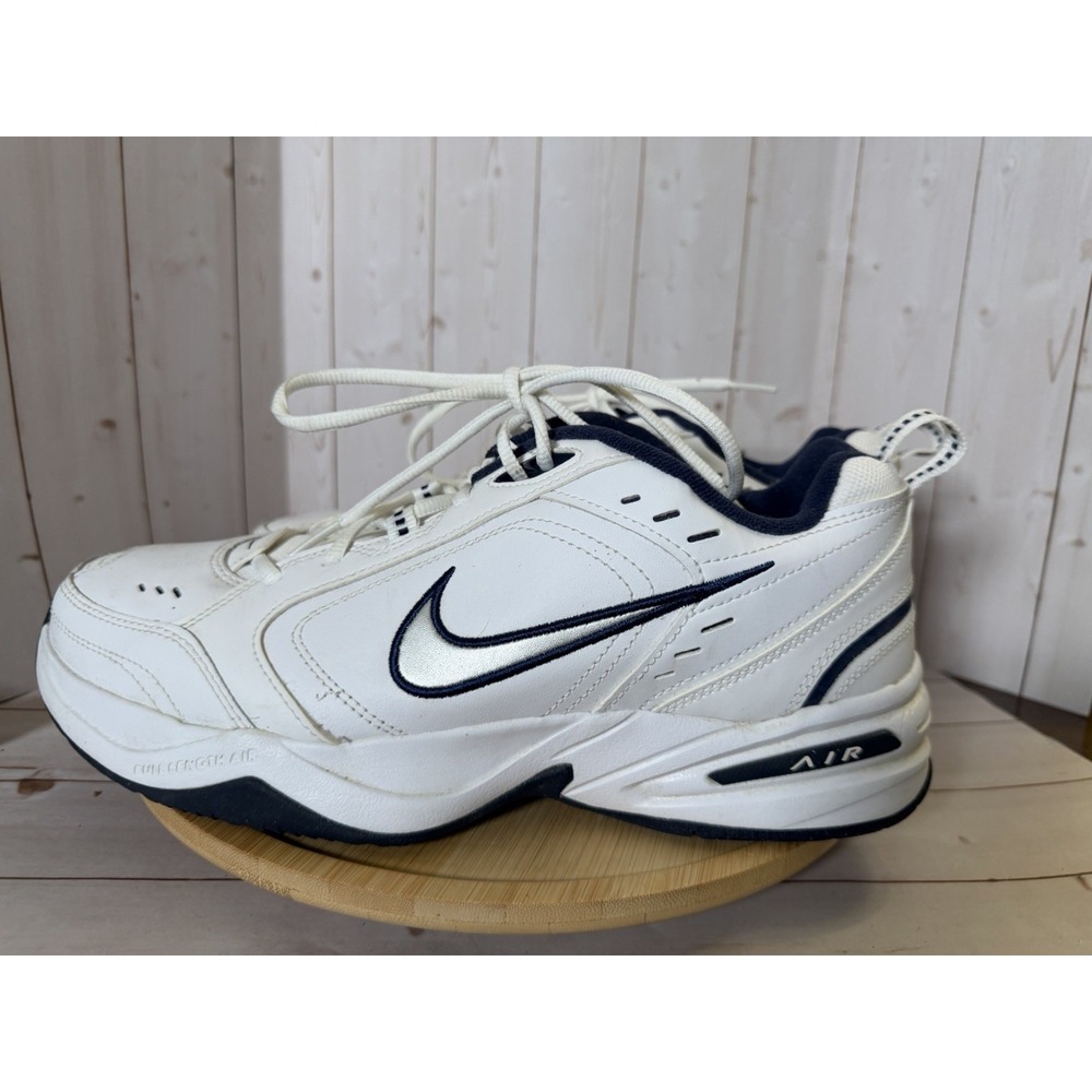 Nike Air Monarch IV 415445 White Metallic Silver Midnight Navy Men's 11 Air Dad